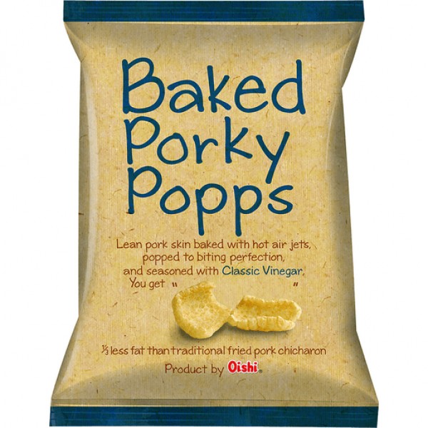 Oishi Baked Porky Pops Classic Vinegar-34gm